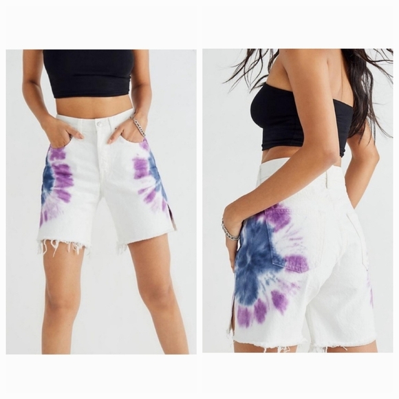 Edwin Purple & Blue Tie Dyed Shorts - Picture 1 of 7